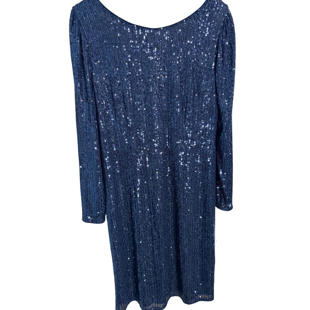 Nanette Lepore Black Sequin Dress Long Sleeve V back Cocktail Party Size 12 NWT - Picture 4 of 8